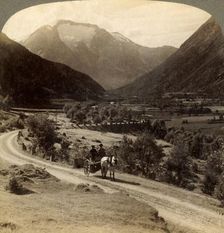 Over fertile fields of Vide Valley, near Skaare, to Mr. Skaala's icy heights (6360 ft.) Norway 19 Creator: Unknown