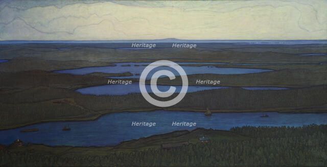 Over Forest and Lake, 1908. Creator: Otto Hesselbom.