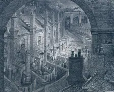 Over London - By Rail 1872. Creator: Adolphe François Pannemaker