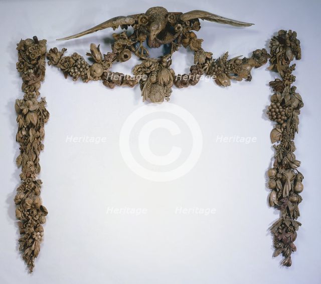 Overmantel Decoration, c. 1675-1677. Creator: Grinling Gibbons (British, 1648-1721).