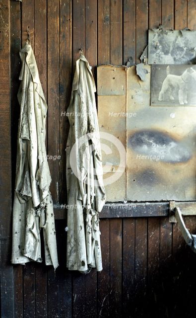 Overalls hanging up in JW Evans silversmiths factory, Birmingham, West Midlands, c1980-c2017. Artist: Historic England Staff Photographer.
