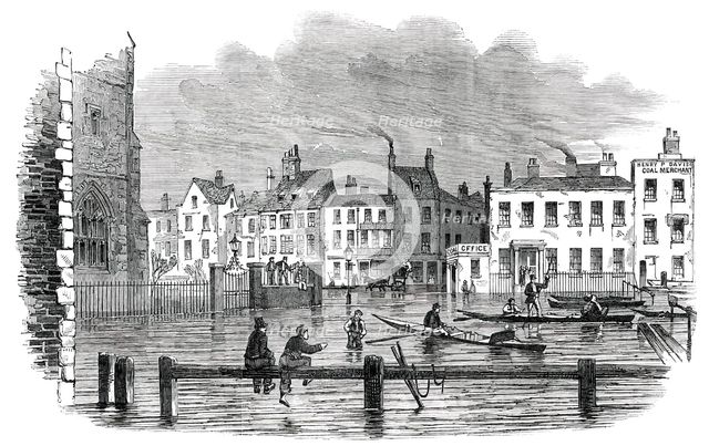 Overflow of the Thames on Tuesday - Lambeth-Stairs, 1850. Creator: Unknown.