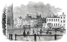 Overflow of the Thames on Tuesday - Lambeth-Stairs, 1850. Creator: Unknown