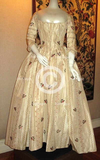Overgown and Petticoat (Robe à l'anglaise), England, 1765/85. Creator: Unknown.
