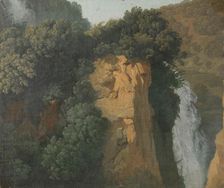 Overgrown Cliffs with a Waterfall in Italy, perhaps at Tivoli, 1790-1820. Creator: Hendrik Voogd