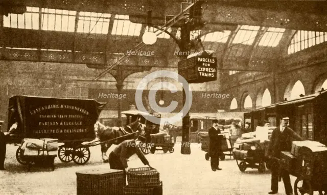 'Overhead Electric Parcel Carrier, Victoria Station, Manchester', 1930. Creator: Unknown.