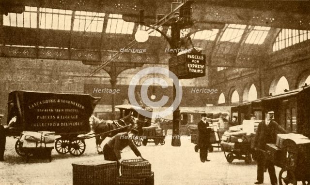 'Overhead Electric Parcel Carrier, Victoria Station, Manchester', 1930. Creator: Unknown.
