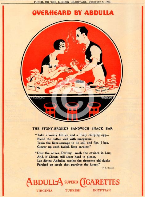 'Overheard by Abdulla - The Stony Broke's Sandwich Snack Bar', 1933. Artist: Unknown.