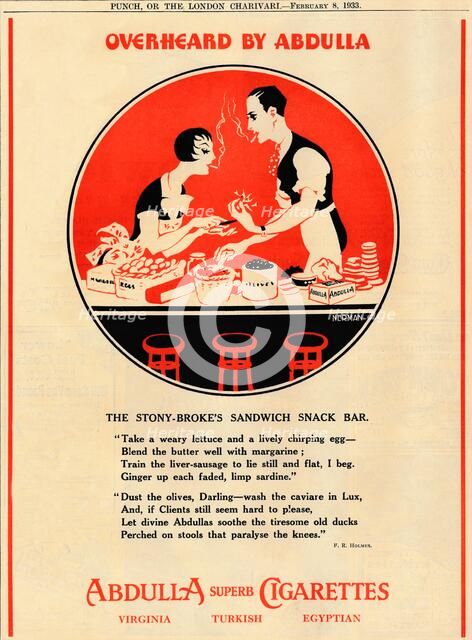 'Overheard by Abdulla - The Stony Broke's Sandwich Snack Bar', 1933. Artist: Unknown.
