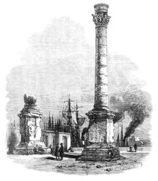 Overland route to India: the two columns at Brindisi, marking the terminus of the Appian Way, 1869. Creator: Unknown