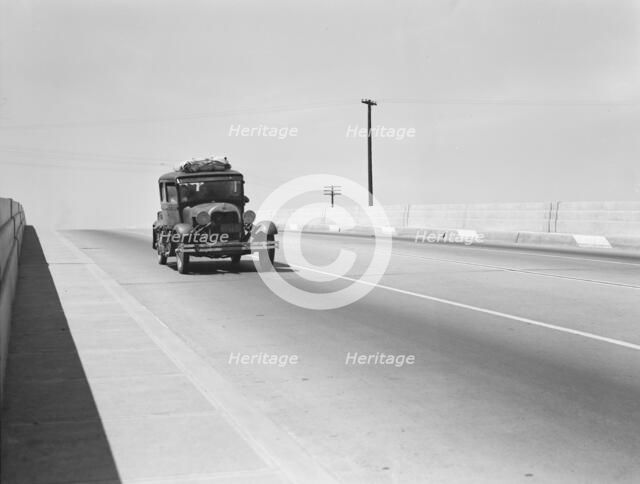 Overpass on U.S. 99, between Tulare and Fresno, California, 1939. Creator: Dorothea Lange.