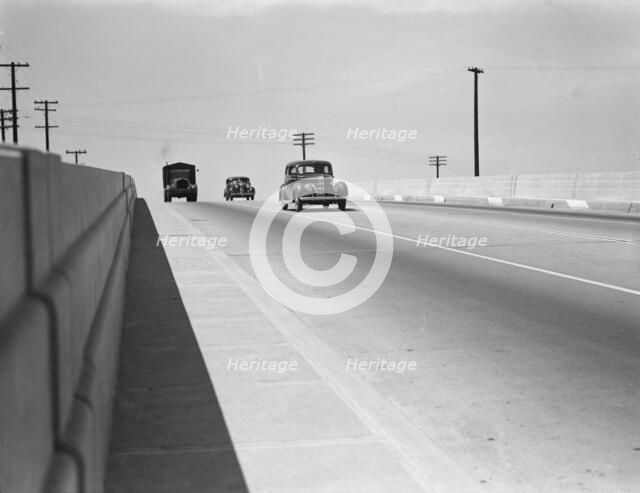 Overpass on U.S. 99, between Tulare and Fresno, California, 1939. Creator: Dorothea Lange.