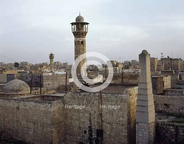Overview of ancient souks area, late afternoon, Aleppo, Syria, 2001.  Creator: LTL.