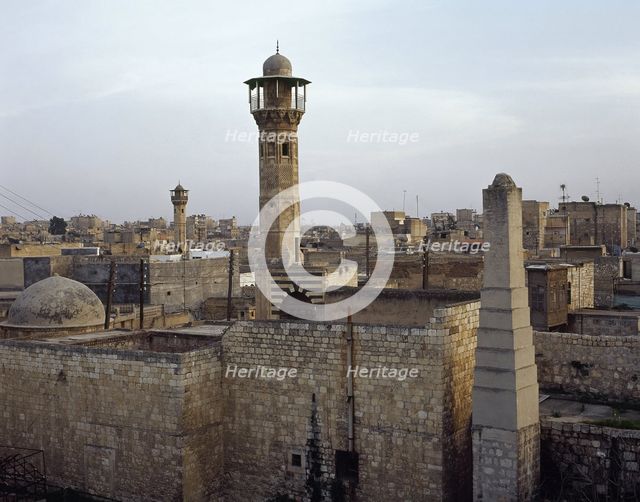 Overview of ancient souks area, late afternoon, Aleppo, Syria, 2001.  Creator: LTL.