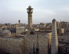 Overview of ancient souks area, late afternoon, Aleppo, Syria, 2001. Creator: LTL