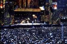 Overview of the audience and the stage during a concert of the Rolling Stones in Barcelona in 1990