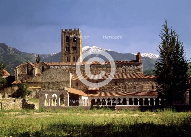 Overview of the Benedictine monastery of Sant Miquel de Cuixa, building founded in the ninth cent…