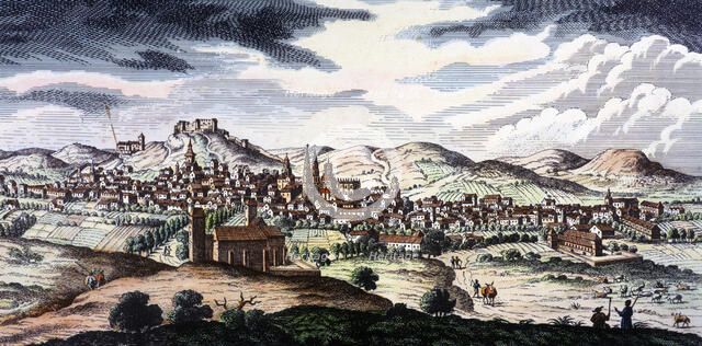 Overview of the city of Burgos, engraving.
