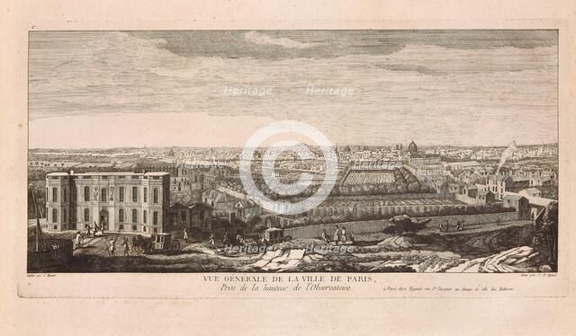 Overview of the city of Paris, from the top of the Observatory, c1750. Creator: Rigaud, Jean-Baptiste (1720-?).