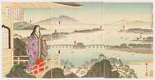 Overview of the Eight Views of Biwa Lake - Seen from Ishiyama Mountain, 1888. Creator: Utagawa Hiroshige III