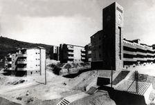 Overview of the group of 618 new homes built in the neighborhood of La Trinidad Barcelona 1955
