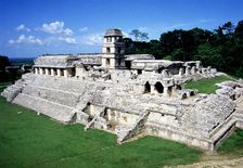 Overview of The Palace Mayan ruins from 7th-8th century, in the state of Chiapas