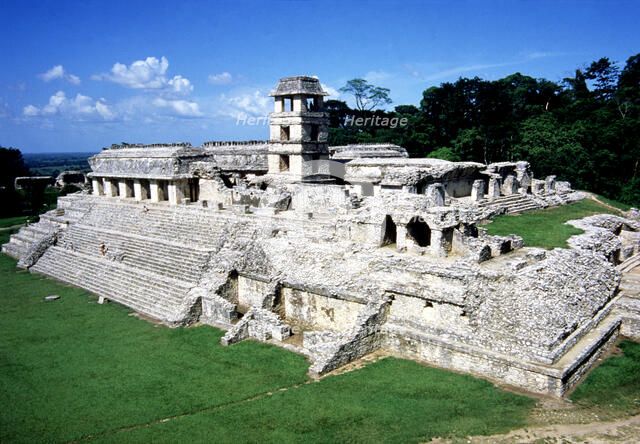 Overview of 'The Palace', Mayan ruins from 7th-8th century, in the state of Chiapas.