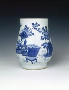 Ovoid blue and white vase, Transitional period, China, c1640. Creator: Unknown