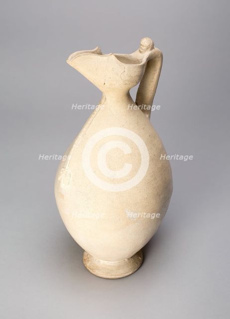 Ovoid Ewer with Flaring, Beak Shaped Spout, and Handle with Human Head, Tang dynasty, 8th cent. Creator: Unknown.