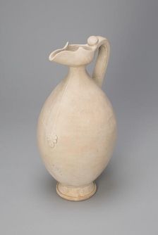 Ovoid Ewer with Flaring, Beak-Shaped Spout, Floral Medallion, and Zipper..., Tang dynasty, 8th cent. Creator: Unknown