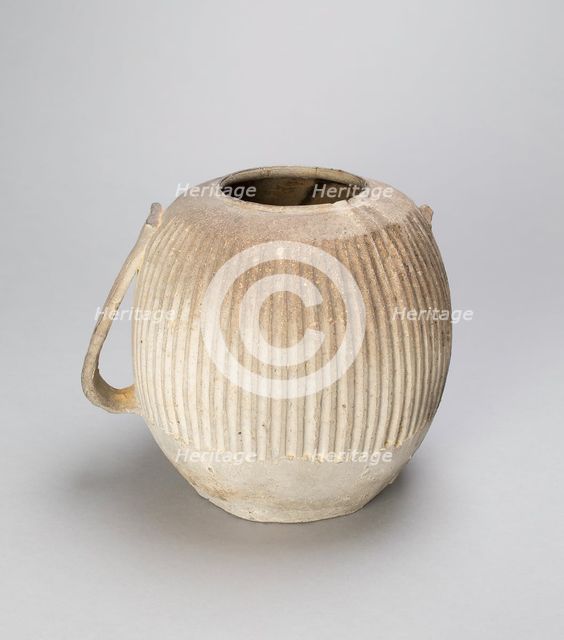 Ovoid Jar with Handle, Warring States period (480-221 B.C.), c. 4th century B.C. Creator: Unknown.