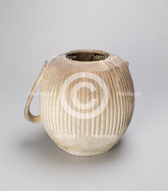 Ovoid Jar with Handle, Warring States period (480-221 B.C.), c. 4th century B.C. Creator: Unknown.