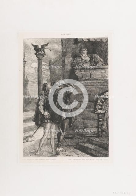 Owake! what ho! Brabantio! thieves! thieves!: plate 1 from Othello (Act 1, Scene 1), 1844. Creator: Theodore Chasseriau.