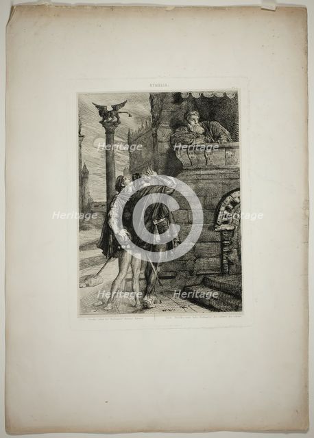Owake! what ho! Brabantio! thieves! thieves!, plate one from Othello, 1844. Creator: Theodore Chasseriau.