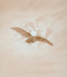 Owl Flying against a Moonlit Sky 1836-1837. Artist: Caspar David Friedrich