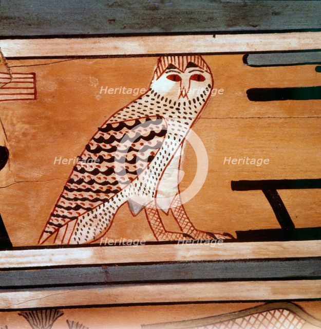 Owl, Hieroglyphic inscription on inner wall of coffin of steward, Seni, El Bersha, Egypt, c2000 BC. Artist: Unknown.