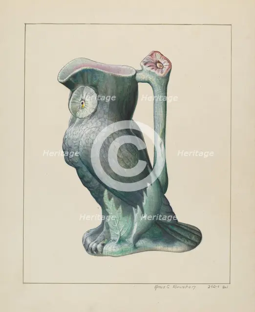 Owl Pitcher, c. 1938. Creator: Amos C. Brinton.