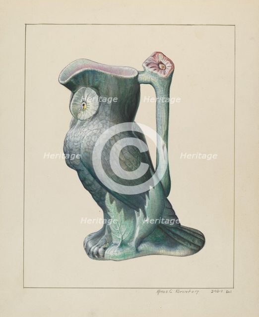 Owl Pitcher, c. 1938. Creator: Amos C. Brinton.