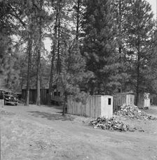 Owner provided cabins and wood but no nearby..., near Grants Pass, Josephine County, Oregon, 1939. Creator: Dorothea Lange