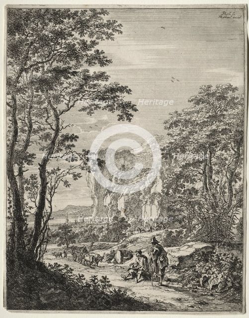 Ox-Cart. View between Ancona and Sinigaglia. Creator: Jan Both (Dutch, c. 1618-1652); Matham.