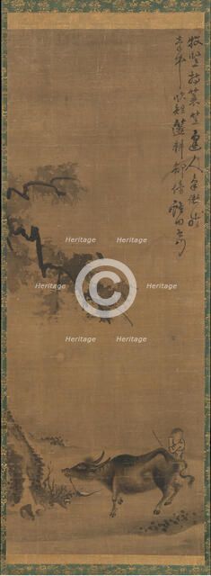 Ox and Herdsman, late 13th century. Creator: Unknown.