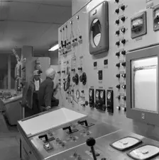 Oxygen control panel at the Park gate Iron & Steel Co, Rotherham, South Yorkshire, 1964. Creator: Michael Walters