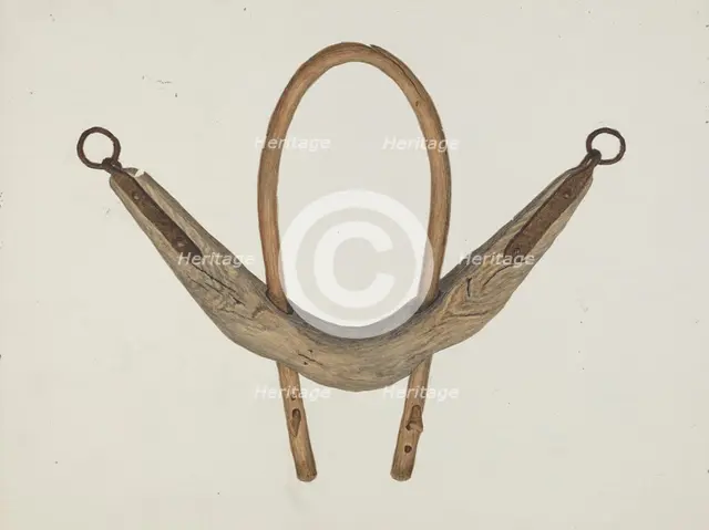 Oxen Yoke, c. 1937. Creator: Earl Butlin.