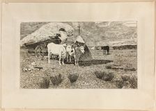 Oxen and Wagon (Maremma), 1886/87. Creator: Giovanni Fattori