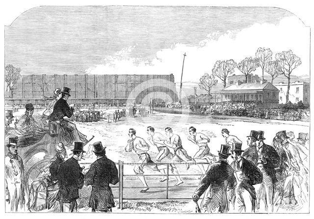 Oxford and Cambridge athletic sports at West Brompton: the one-mile race, 1869. Creator: Unknown.