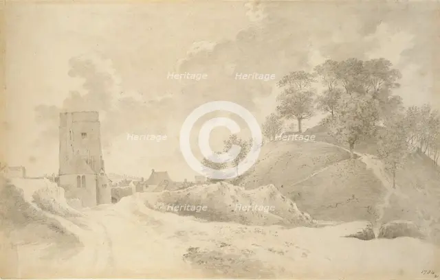 Oxford Castle and the Castle Mound, 27 May 1784. Artist: John Baptist Malchair.