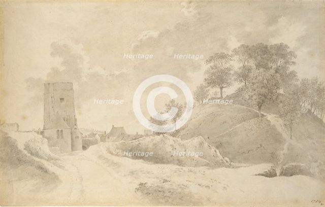 Oxford Castle and the Castle Mound, 27 May 1784. Artist: John Baptist Malchair.