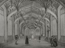 Oxford University classroom, England, 14th century, (1877). Creator: Unknown
