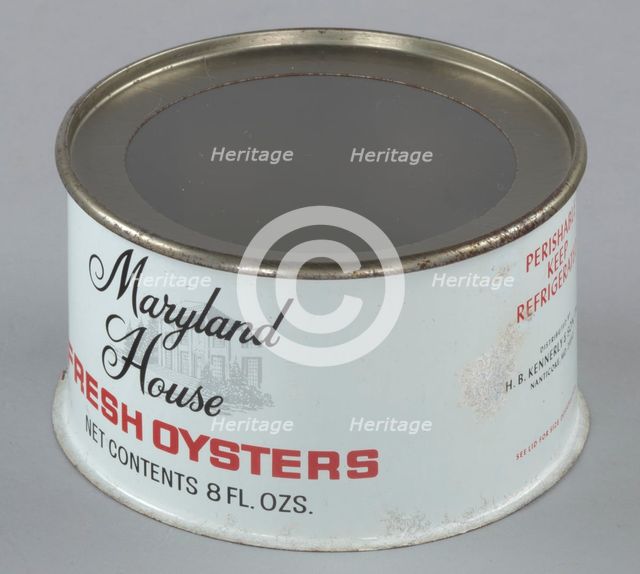 Oyster can used by H. B. Kennerly & Son, Inc., 1935-1950. Creator: Unknown.