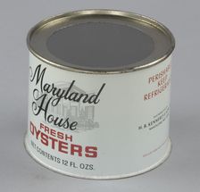 Oyster can used by H. B. Kennerly & Son, Inc., 1935-1950. Creator: Unknown
